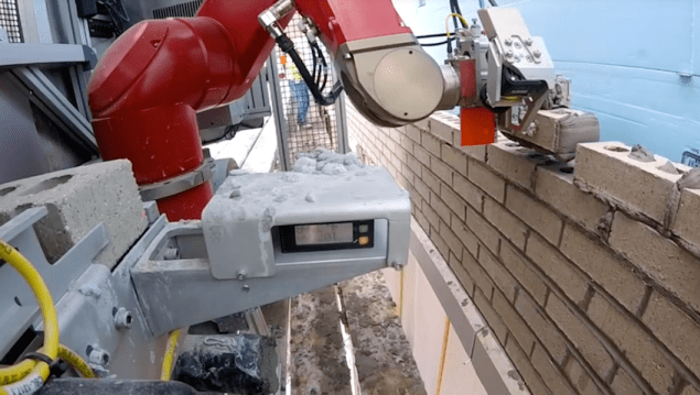 Collaborative Robots Laying Bricks In The Civil Construction Sector.